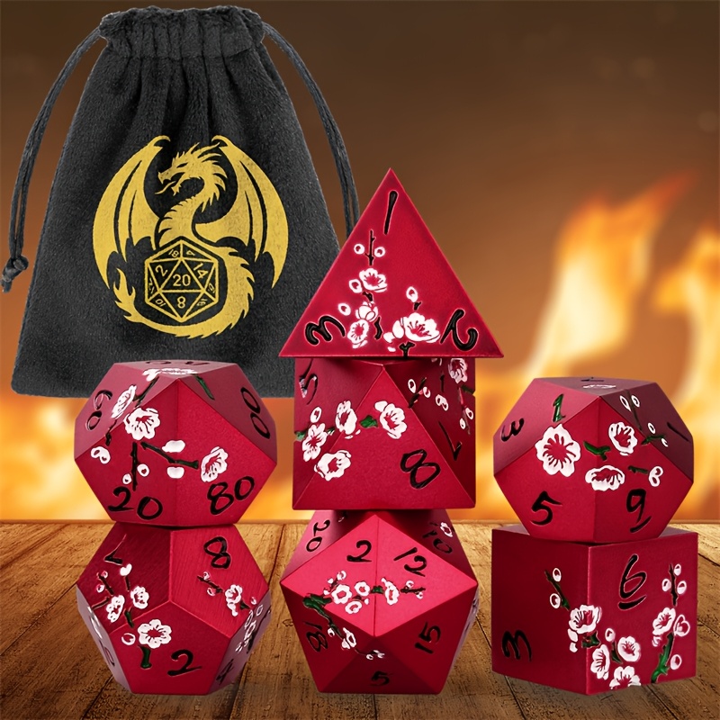 7pcs/Set Flat Plum Blossom Pattern Large Dice